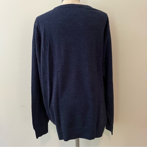 VTG Geoffrey Beene Sweater Mens XL Green Blue Stripe Square 90s Grandpa Preppy - Picture 3 of 5